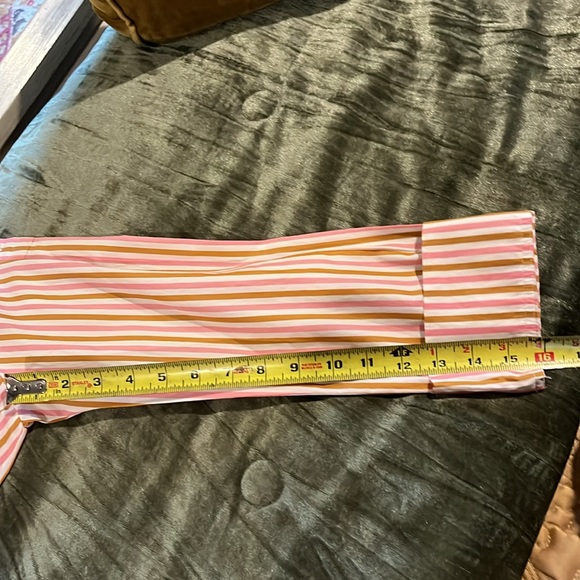 SALE! J Crew NWT Sz 2 Women's Funnel-Neck Drop Hem Striped Pink Brown White Top - Picture 12 of 17